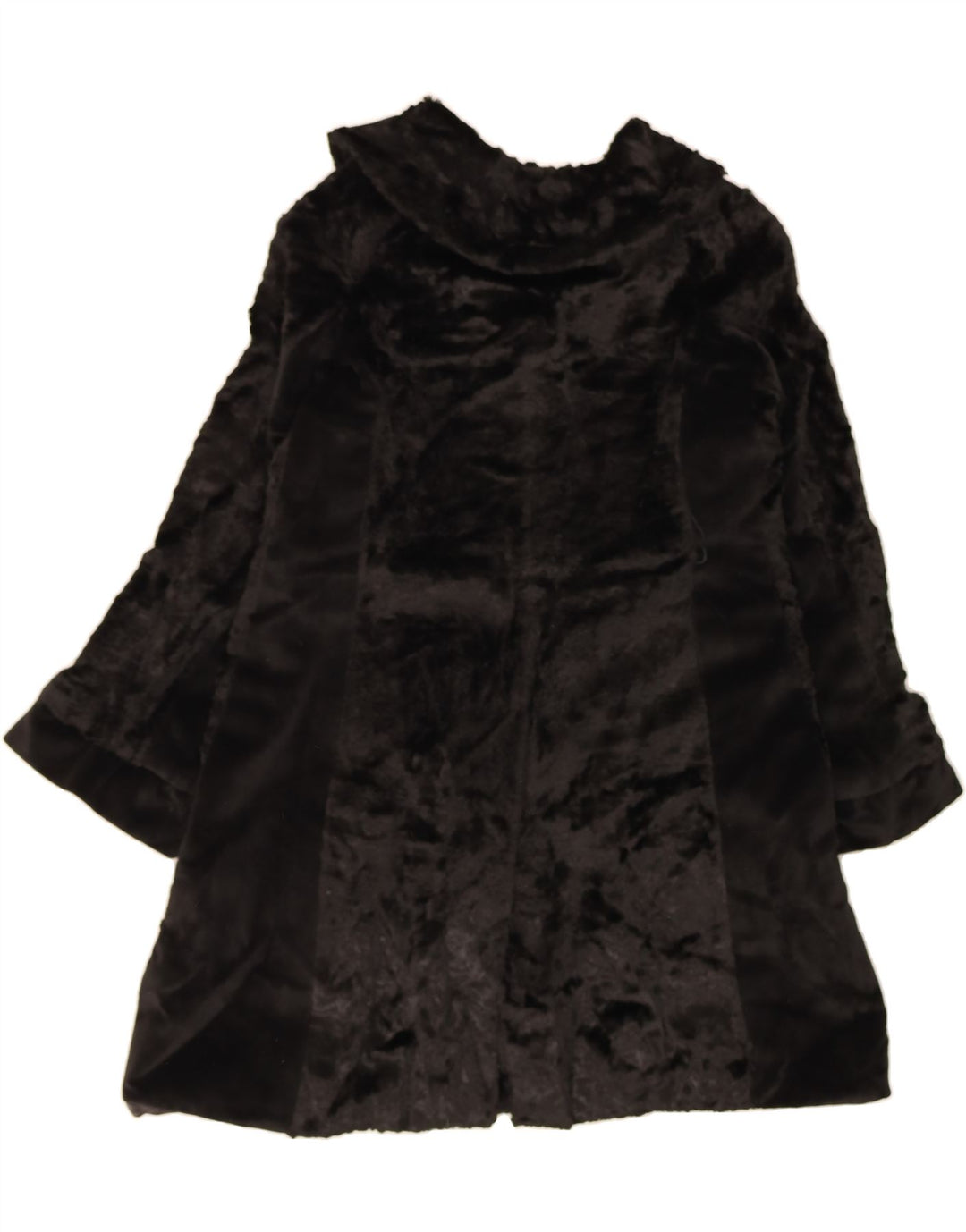 BENETTON Womens Faux Fur Overcoat UK 14 Medium Black Viscose Vintage Benetton and Second-Hand Benetton from Messina Hembry 