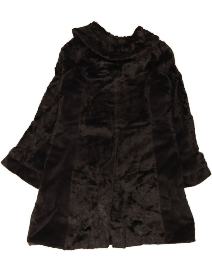 BENETTON Womens Faux Fur Overcoat UK 14 Medium Black Viscose Vintage Benetton and Second-Hand Benetton from Messina Hembry 