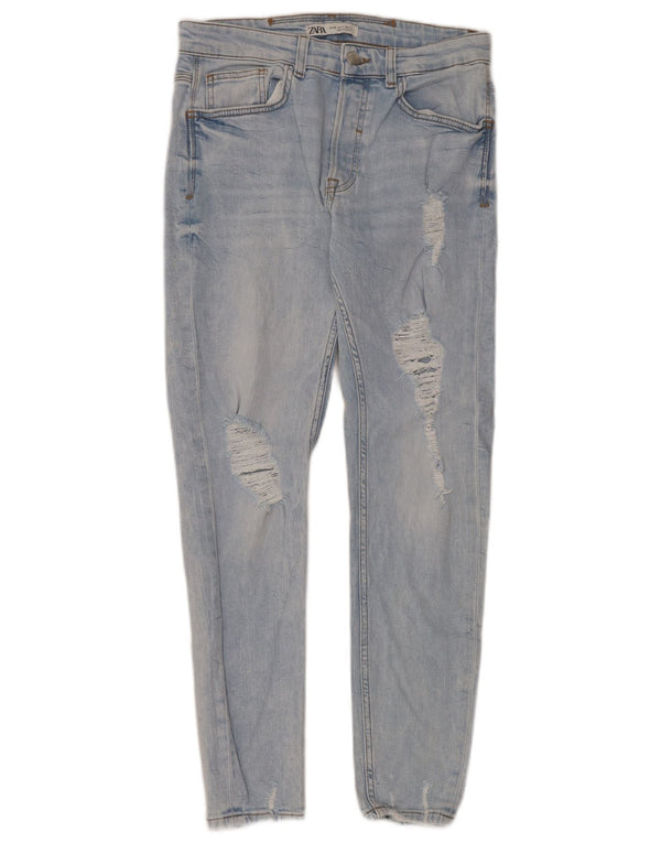 Zara Womens Distressed Skinny Jeans EU 40 Medium W31 L30 Blue Cotton