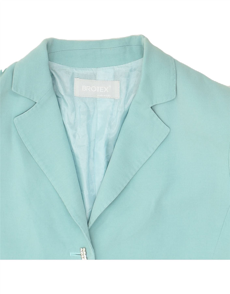 VINTAGE Womens 3 Button Blazer Jacket IT 42 Medium Turquoise Acetate | Vintage Vintage | Thrift | Second-Hand Vintage | Used Clothing | Messina Hembry 