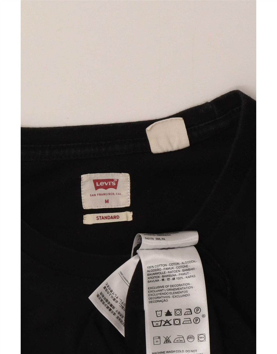 Levi's Mens Standard Fit T-Shirt Top Medium Black Cotton