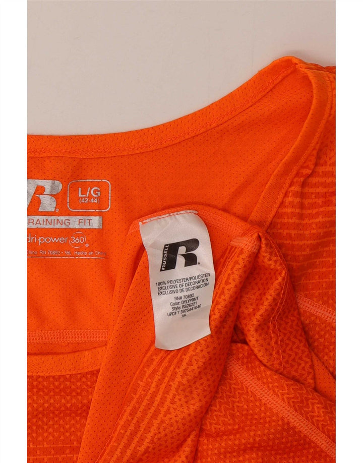 Russell Athletic Mens Vest Top UK 42/44 Large Orange Striped Polyester