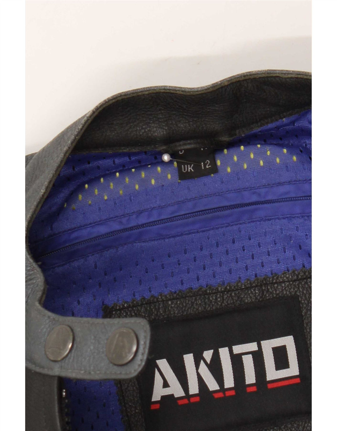 Akito Womens Graphic Leather Racer Jacket UK 12 Medium Black Colourblock