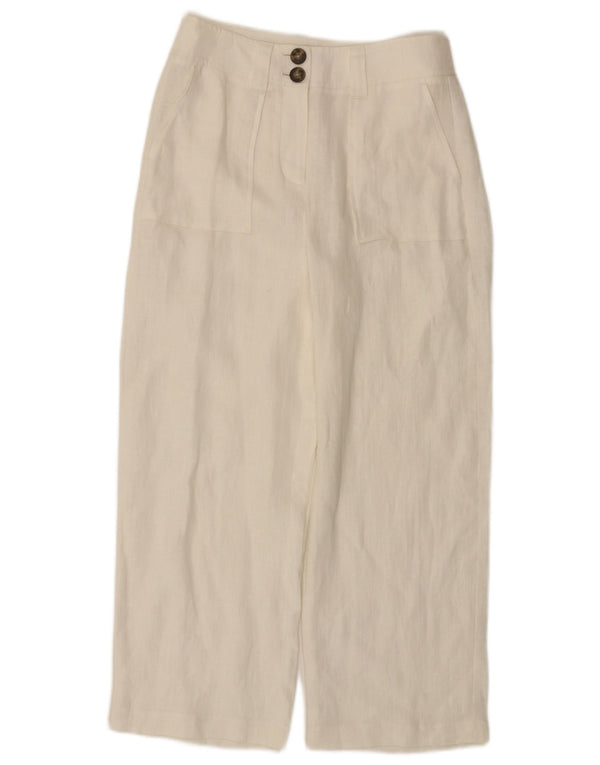 Boden Womens High Waist Wide Leg Cropped Trousers UK 8 Small W27 L24 White