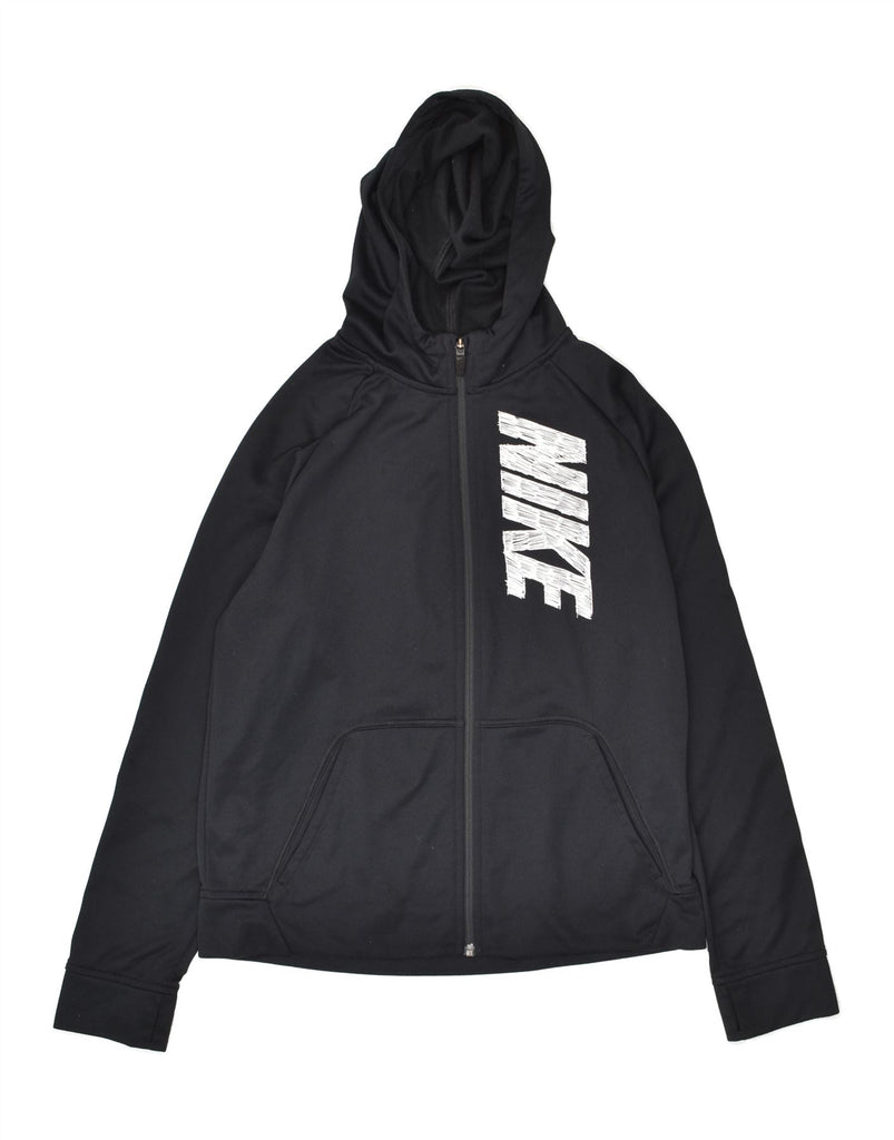 NIKE Boys Dri Fit Graphic Zip Hoodie Sweater 13-14 Years XL Black | Vintage Nike | Thrift | Second-Hand Nike | Used Clothing | Messina Hembry 