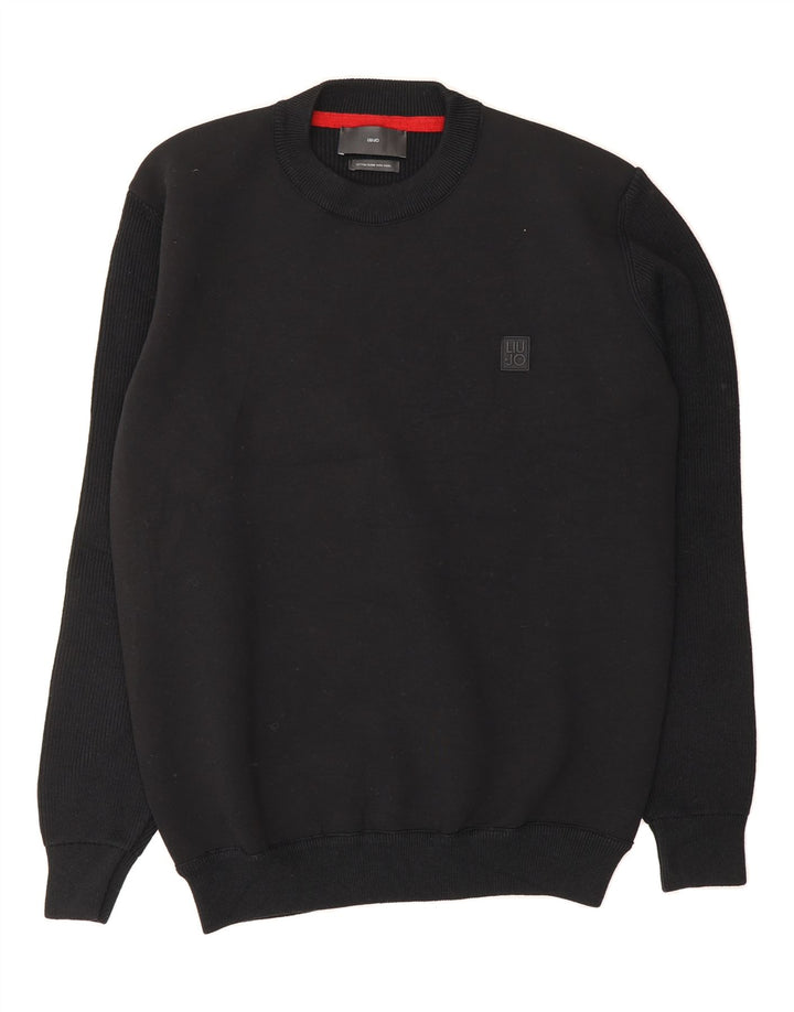 LIU JO Mens Crew Neck Jumper Sweater Large Black Cotton Vintage Liu Jo and Second-Hand Liu Jo from Messina Hembry 