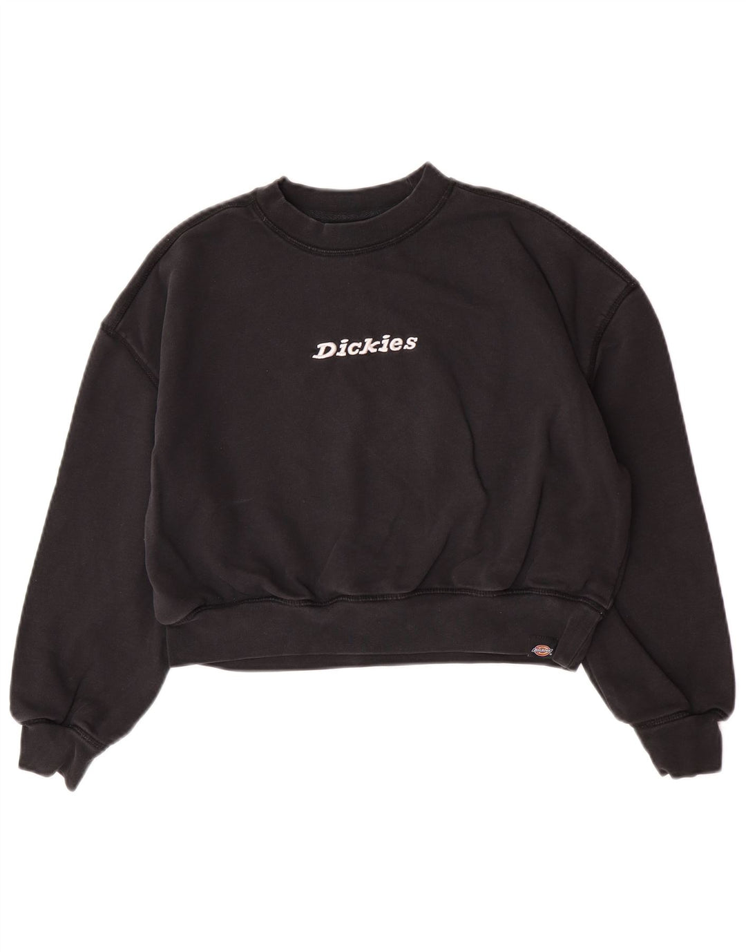 Dickies Womens Crop Oversized Sweatshirt Jumper UK 10 Small Black Cotton