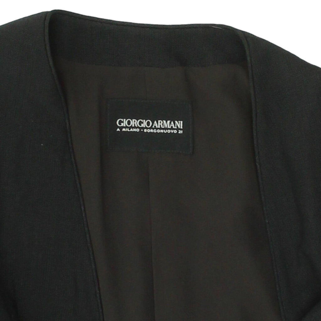 Giorgio Armani Womens Black Collarless Blazer Style Jacket | Vintage Designer | Vintage Messina Hembry | Thrift | Second-Hand Messina Hembry | Used Clothing | Messina Hembry 