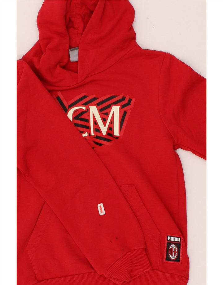 PUMA Boys Graphic Hoodie Jumper 7-8 Years Small Red Vintage Puma and Second-Hand Puma from Messina Hembry 