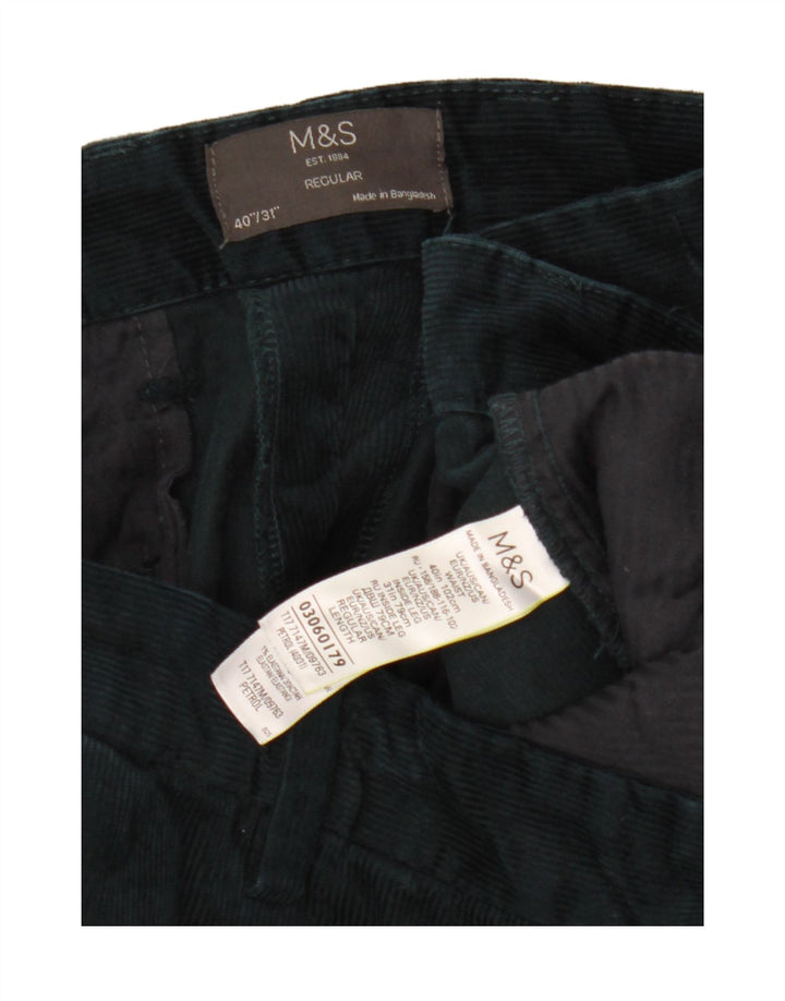 Marks & Spencer Mens Straight Regular Corduroy Trousers W40 L31 Green