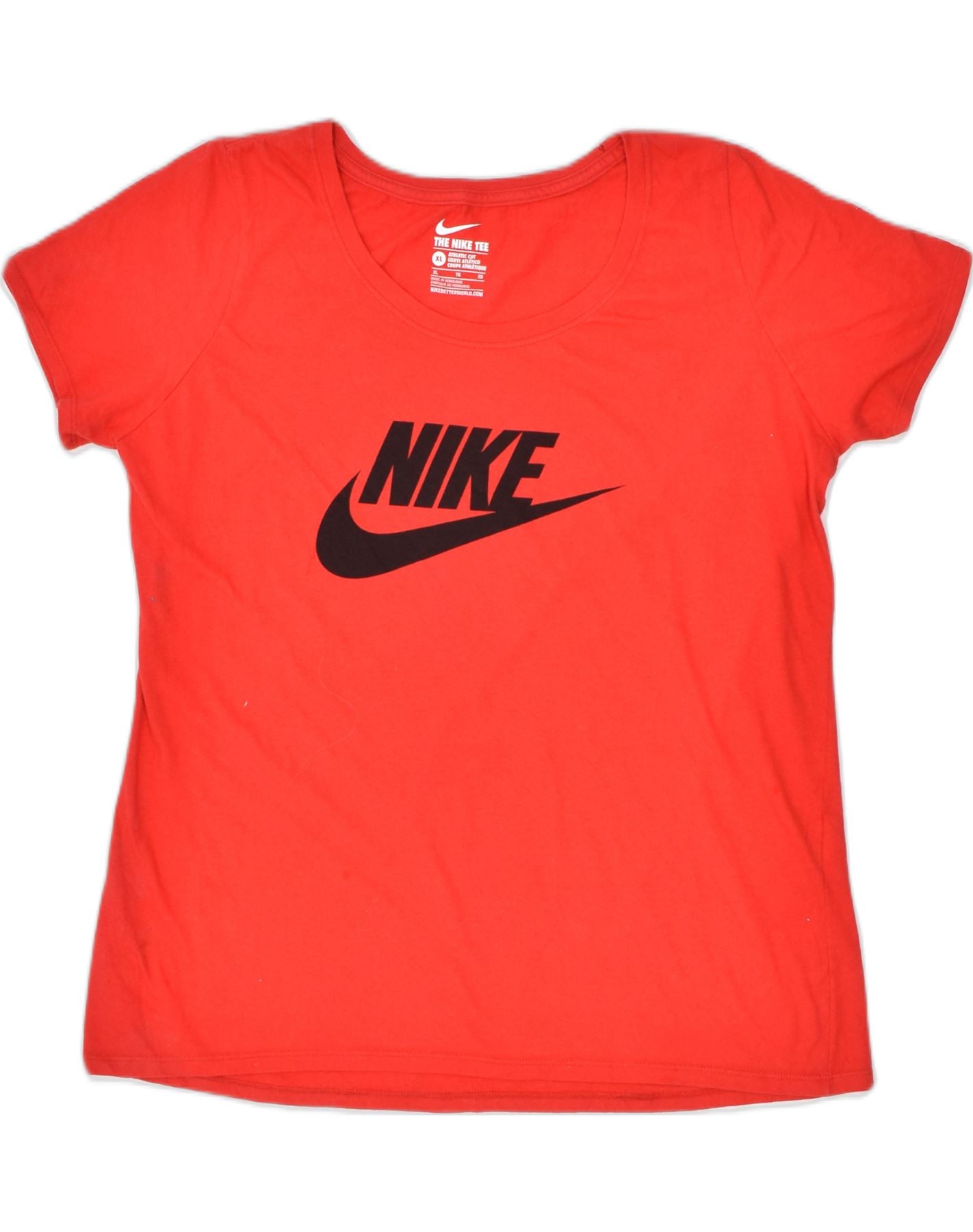 NIKE Womens Athletic Cut Graphic T-Shirt Top UK 18 XL Red Cotton