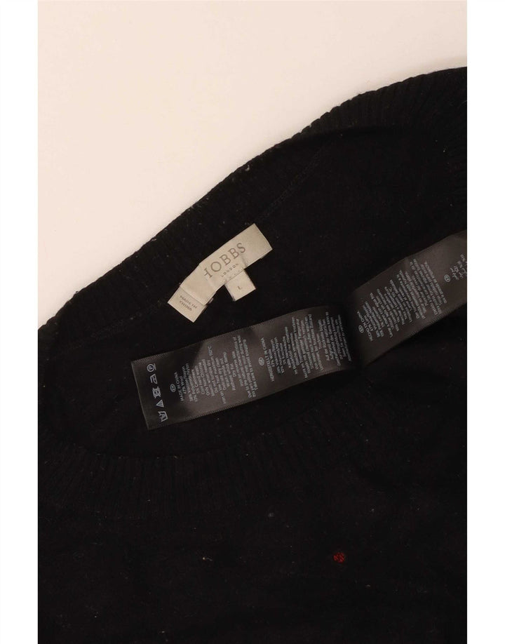 Hobbs Womens Abstract Pattern Boat Neck Jumper Sweater UK 16 Large Black