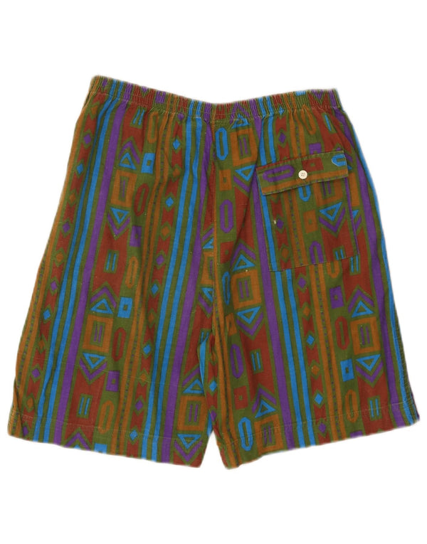 Vintage Mens Swimming Shorts Large W34 Multicoloured Geometric Cotton Beach