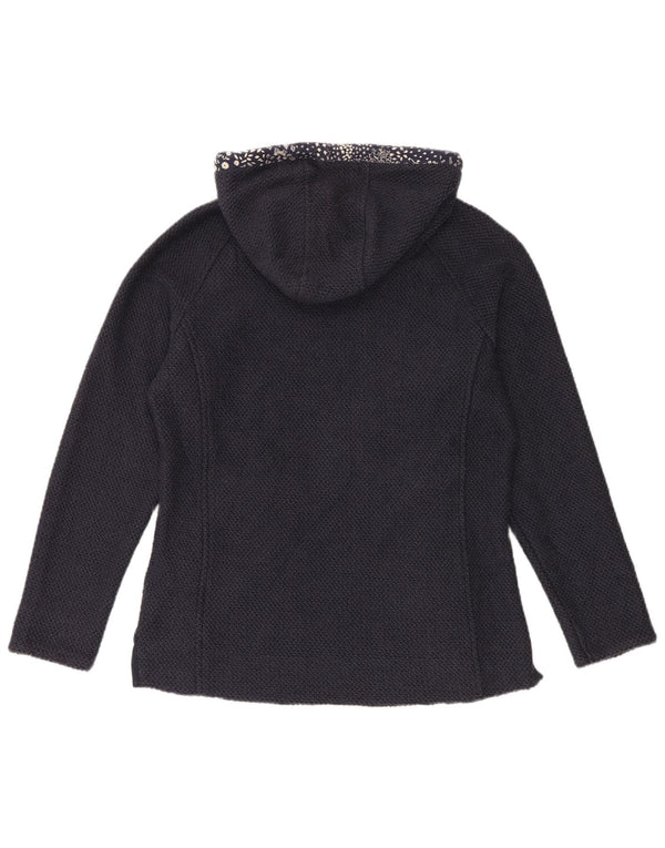 Weird Fish Womens Zip Hoodie Sweater UK 12 Medium Navy Blue Cotton