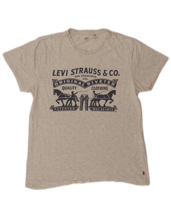 LEVI'S Mens Graphic T-Shirt Top Large Grey Cotton