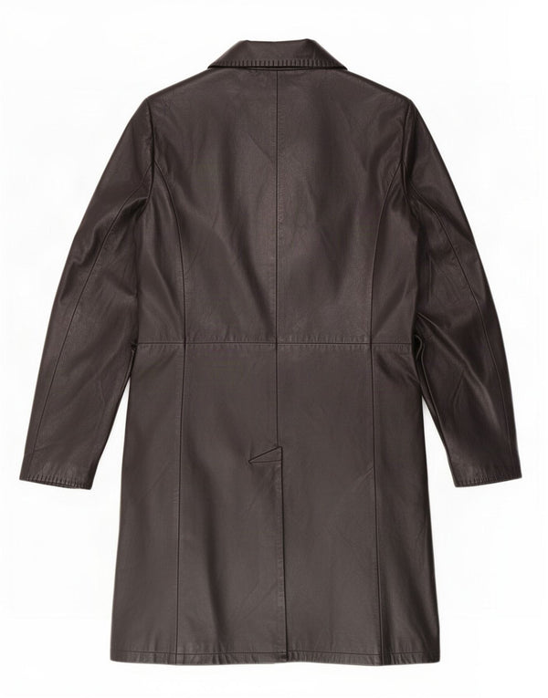 Vintage Womens Leather Coat IT 50 XL Black