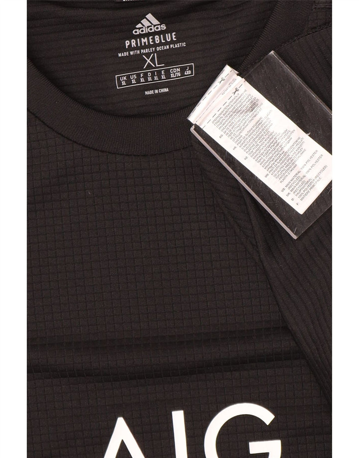Adidas Mens All Blacks Graphic T-Shirt Top XL Black Polyester