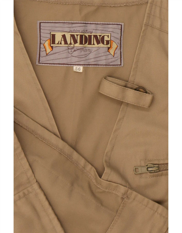 Vintage Mens Utility Gilet IT 56 3XL Beige Polyester