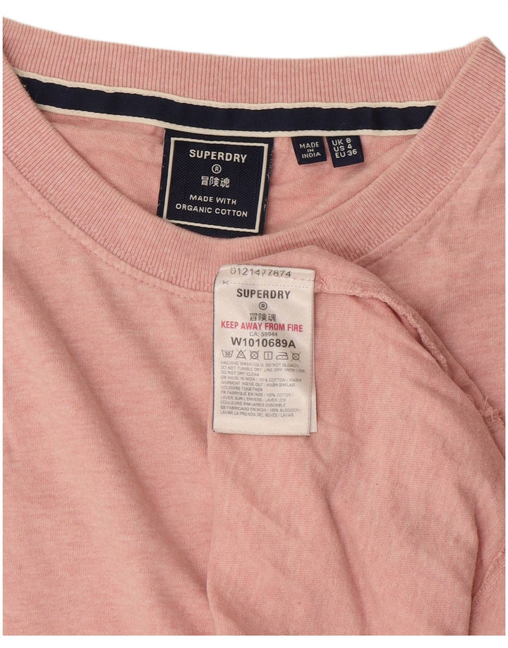 Superdry Womens T-Shirt Top UK 8 Small Pink Cotton