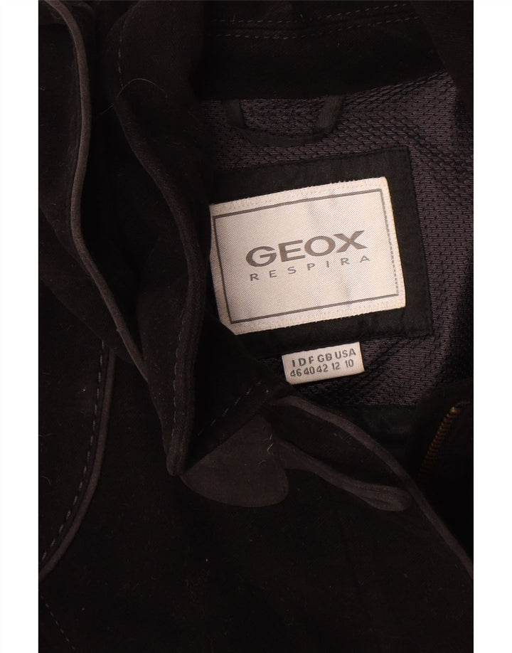 GEOX Womens Respira Duffle Coat UK 12 Medium Black Cotton