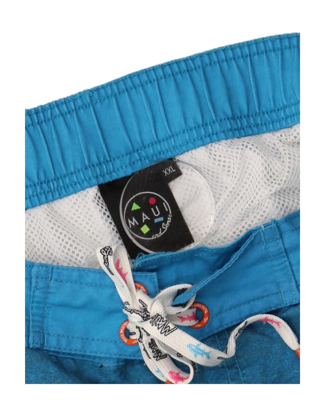 MAUI AND SONS Mens Swimming Shorts 2XL  Blue Striped Polyester