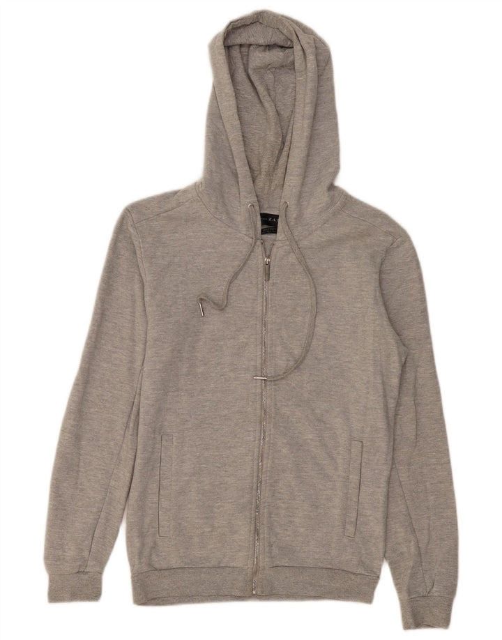 Zara Mens Zip Hoodie Sweater Small Grey