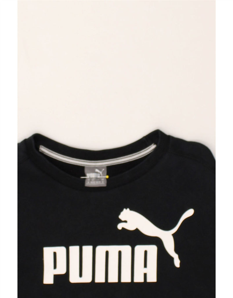 PUMA Mens Graphic Sweatshirt Jumper Medium Black | Vintage Puma | Thrift | Second-Hand Puma | Used Clothing | Messina Hembry 