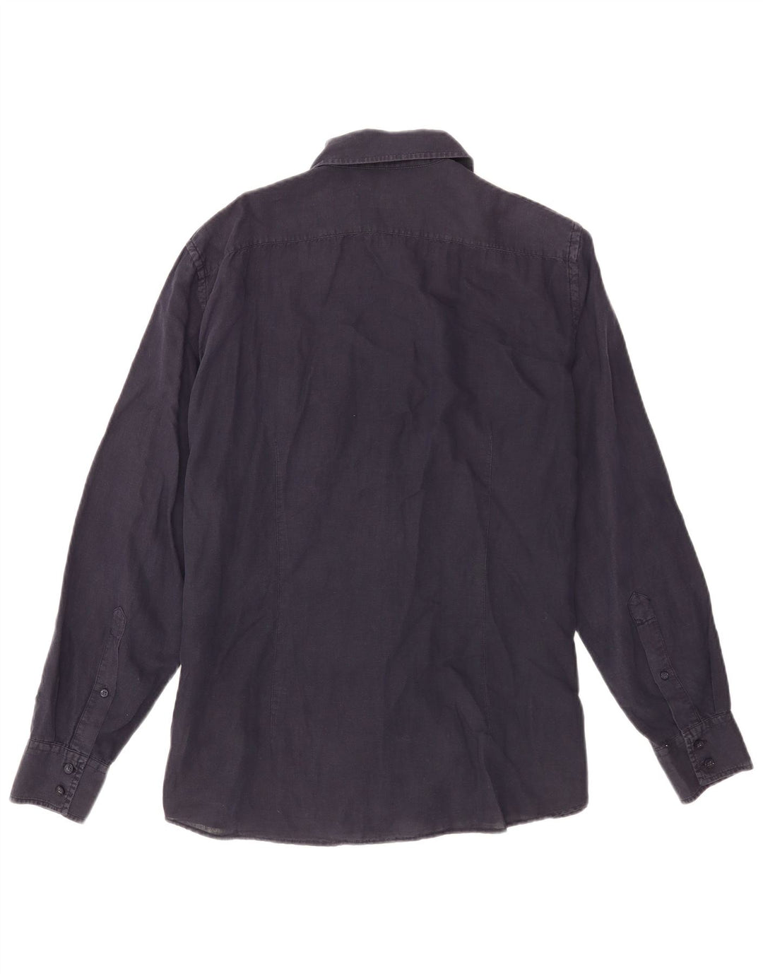Trussardi Mens Military Shirt Large Navy Blue Linen
