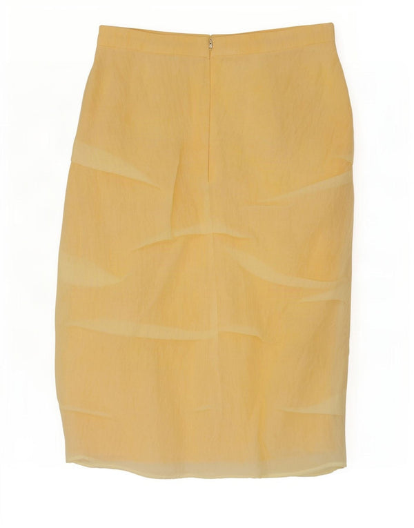 Zara Womens Midi Skirt Small W30 Yellow Polyamide