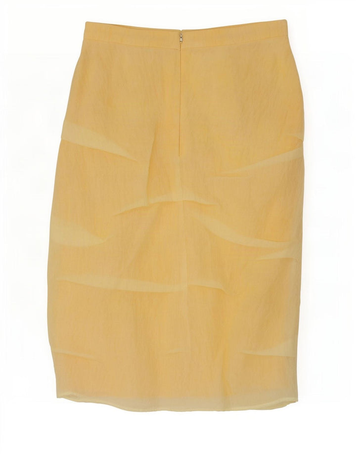 Zara Womens Midi Skirt Small W30 Yellow Polyamide