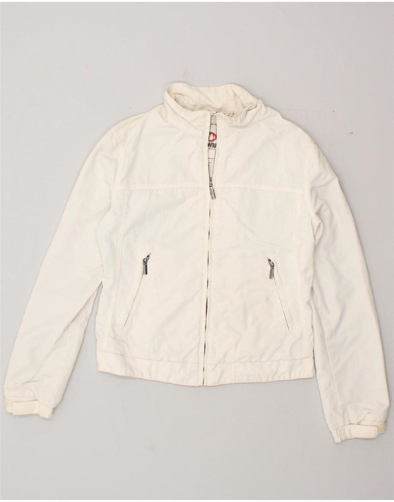 MURPHY & NYE Womens Bomber Jacket UK 10 Small White Nylon Vintage Murphy & Nye and Second-Hand Murphy & Nye from Messina Hembry 