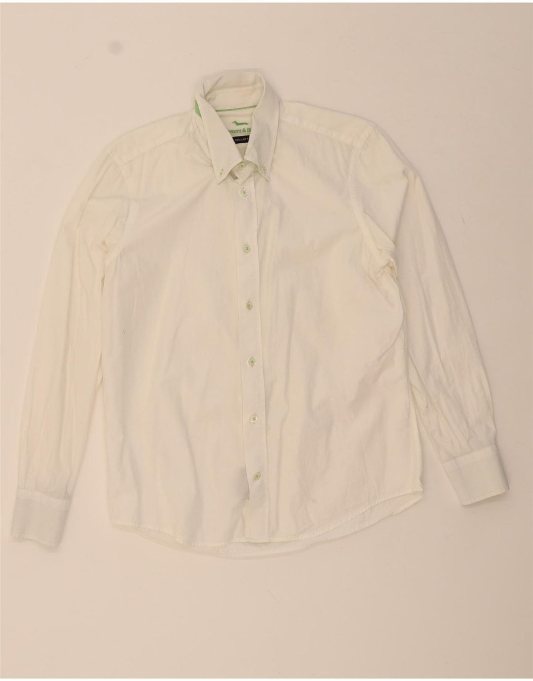 HARMONT & BLAINE Mens Regular Fit Shirt Small White Cotton Vintage Harmont & Blaine and Second-Hand Harmont & Blaine from Messina Hembry 