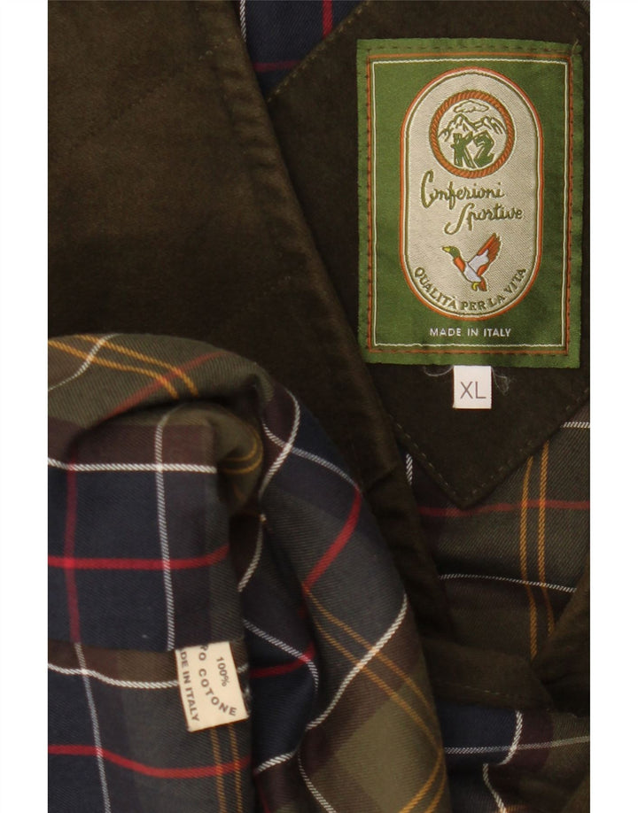 VINTAGE Mens Utility Gilet UK 42 XL Khaki Cotton