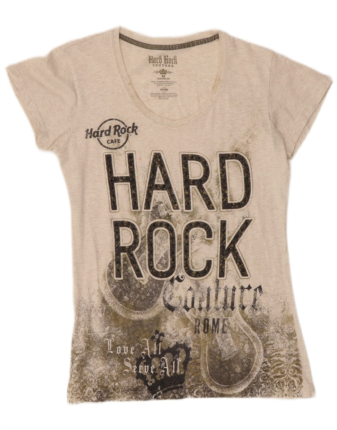 HARD ROCK CAFE Girls Rome Graphic T-Shirt Top 13-14 Years Medium Grey
