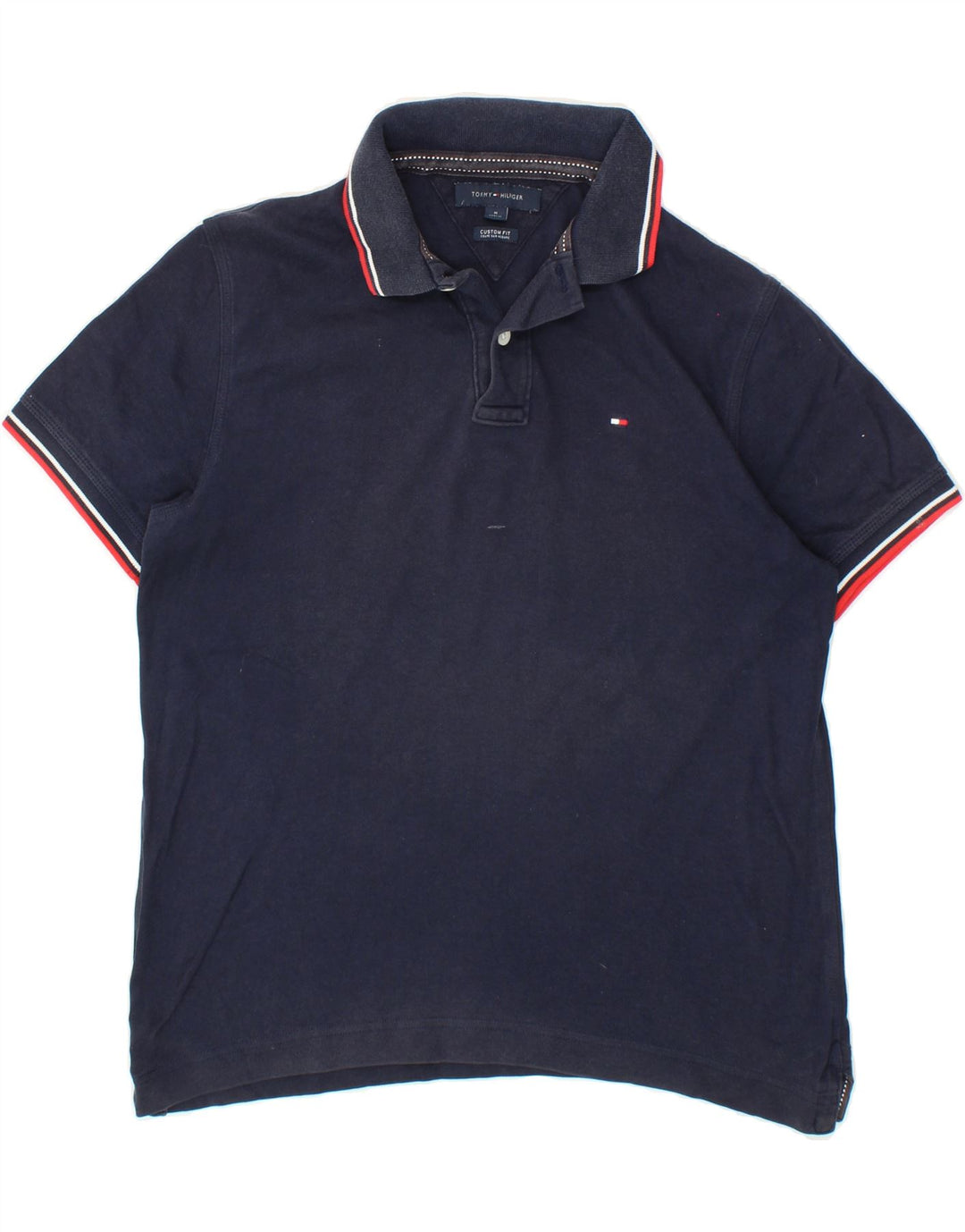 TOMMY HILFIGER Mens Custom Fit Polo Shirt Medium Navy Blue Cotton Vintage Tommy Hilfiger and Second-Hand Tommy Hilfiger from Messina Hembry 