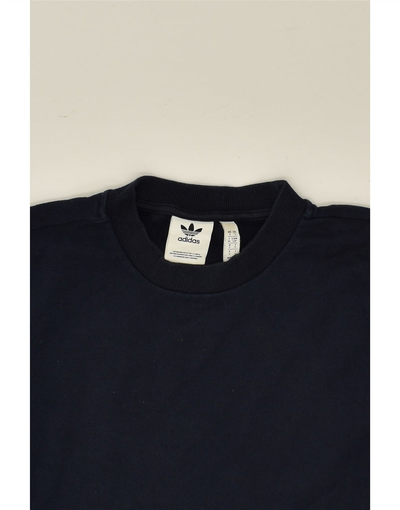 ADIDAS Mens Sweatshirt Jumper Small Navy Blue Cotton | Vintage Adidas | Thrift | Second-Hand Adidas | Used Clothing | Messina Hembry 