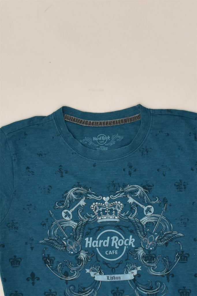 HARD ROCK CAFE Womens Lisbon Graphic T-Shirt Top UK 10 Small Blue Cotton | Vintage Hard Rock Cafe | Thrift | Second-Hand Hard Rock Cafe | Used Clothing | Messina Hembry 