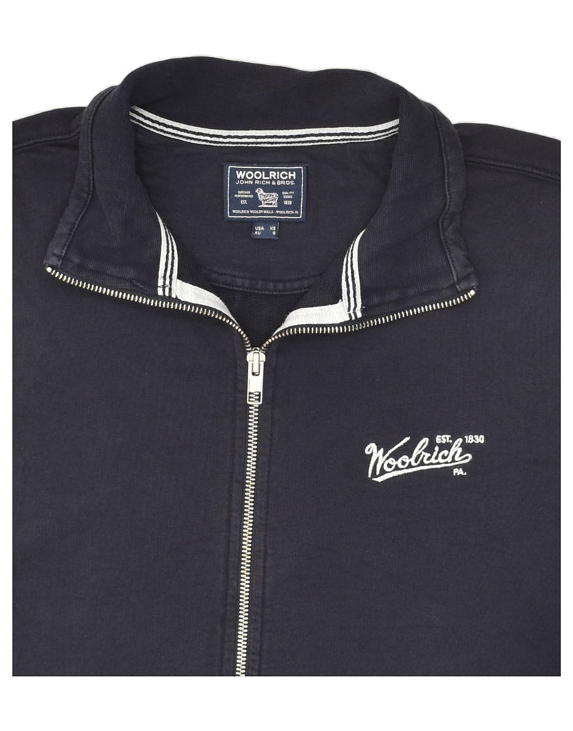 WOOLRICH Mens Graphic Tracksuit Top Jacket Small Navy Blue Cotton | Vintage Woolrich | Thrift | Second-Hand Woolrich | Used Clothing | Messina Hembry 