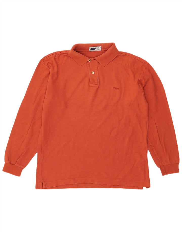 Fila Mens Long Sleeve Polo Shirt IT 48 Medium Orange