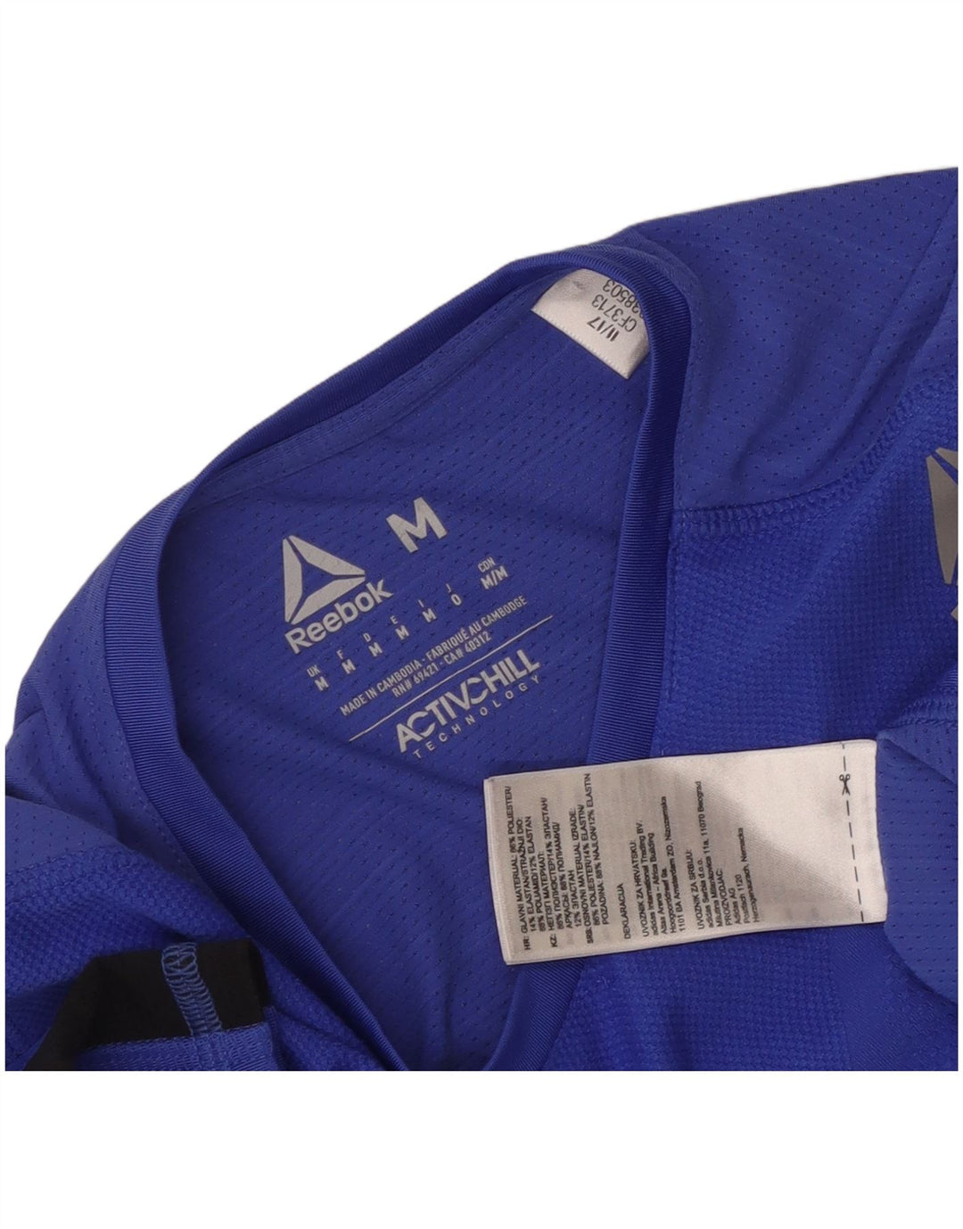 Reebok Womens T-Shirt Top UK 12 Medium Blue Colourblock Polyester