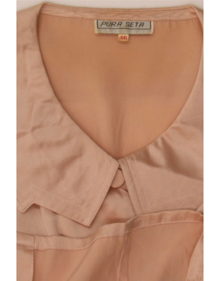 Vintage Womens Shirt Blouse IT 46 Large Pink Silk