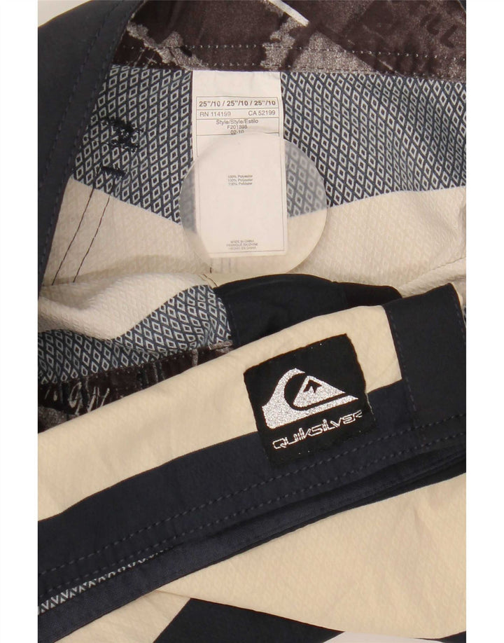 Quiksilver Boys Swimming Shorts 9-10 Years Navy Blue Striped Polyester