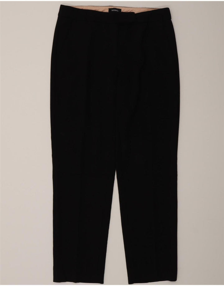 Max & Co. Womens Straight Casual Trousers UK 12 Medium W30 L30 Black