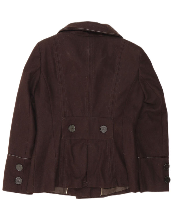 Zara Womens Military Jacket UK 16 Large Brown Wool