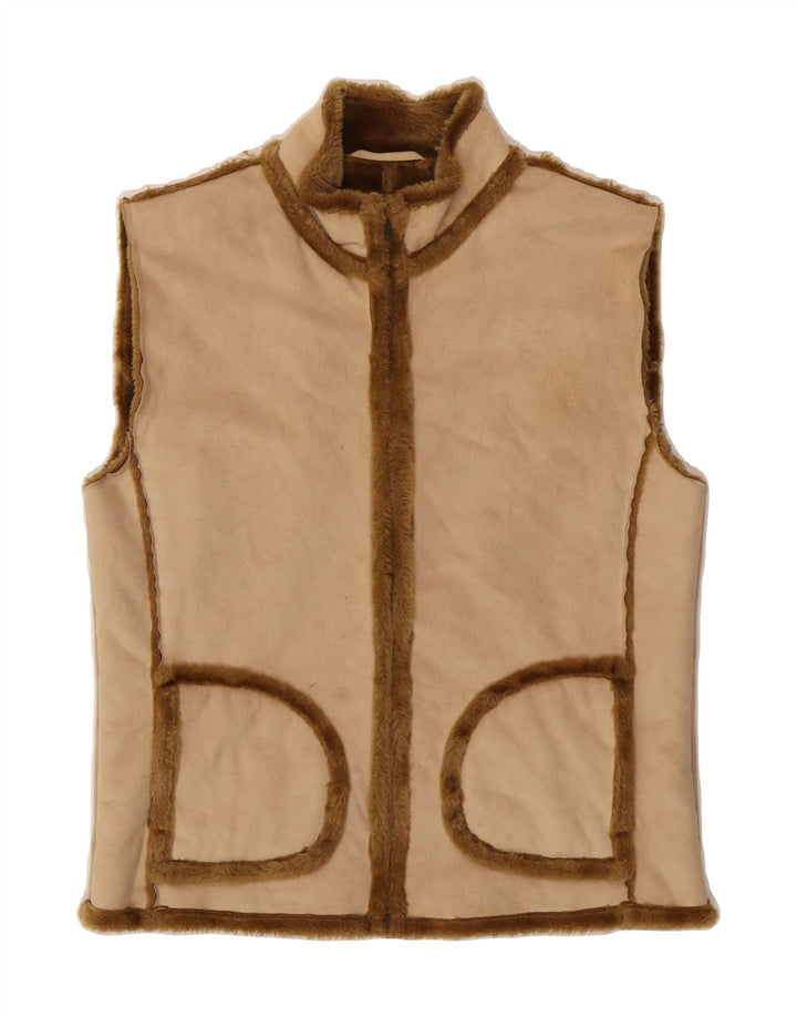 SASHA Womens Sherpa Gilet UK 14 Medium Beige Polyester Vintage Sasha and Second-Hand Sasha from Messina Hembry 