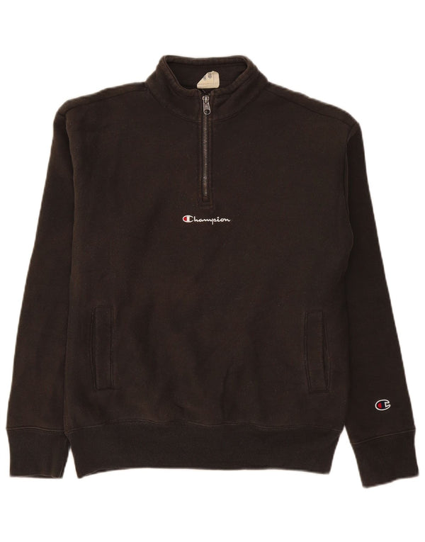 Champion Mens Zip Neck Loose Fit Sweatshirt Jumper XS Grey Cotton
