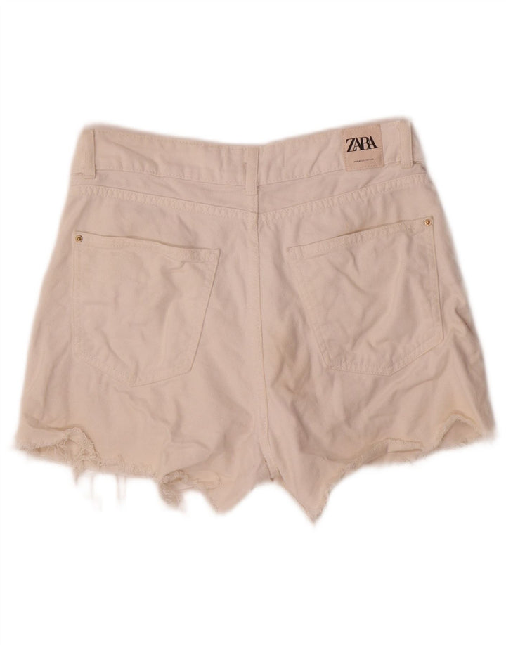 Zara Womens Denim Shorts Small W26 White Cotton