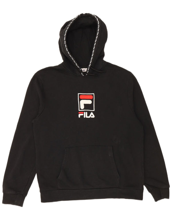 Fila Mens Graphic Hoodie Jumper XL Black Cotton