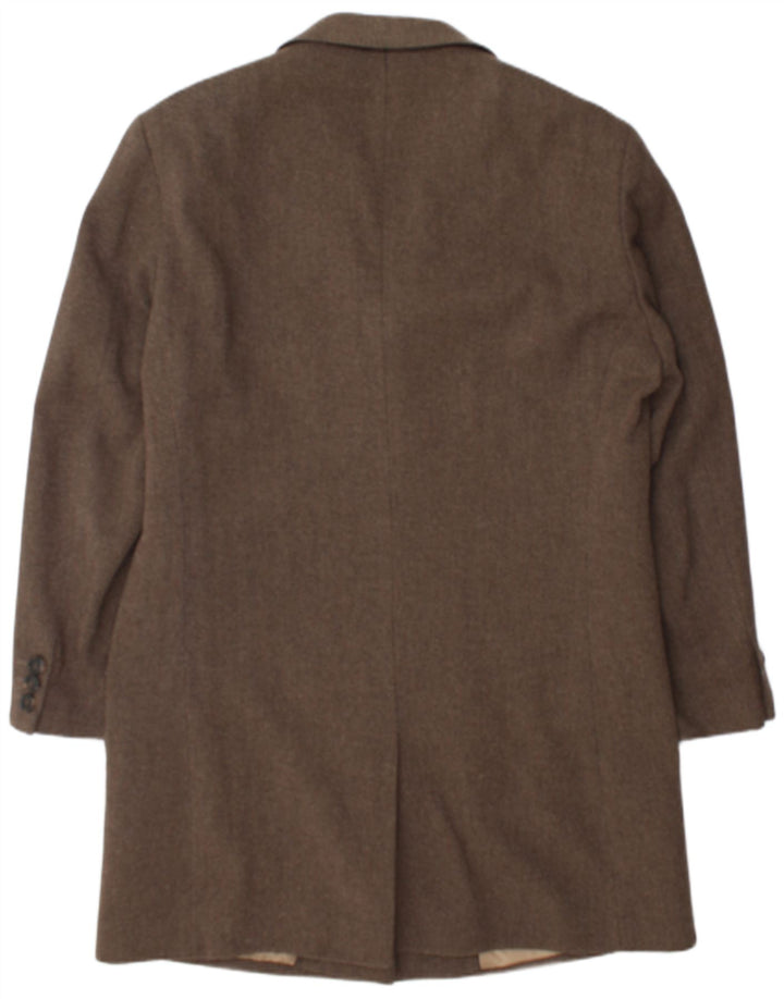 Hugo Boss Mens Overcoat UK 40 Large Brown Herringbone