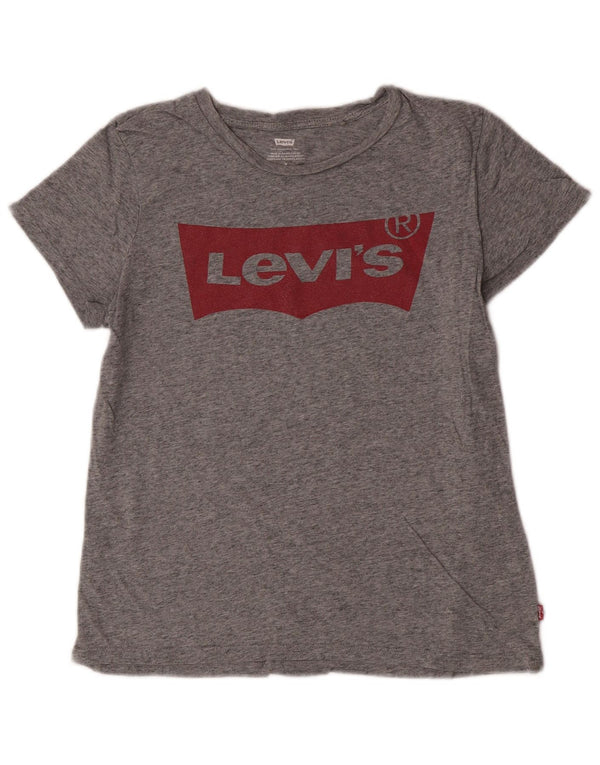 Levi's Womens Graphic T-Shirt Top UK 14 Medium Grey Flecked Cotton